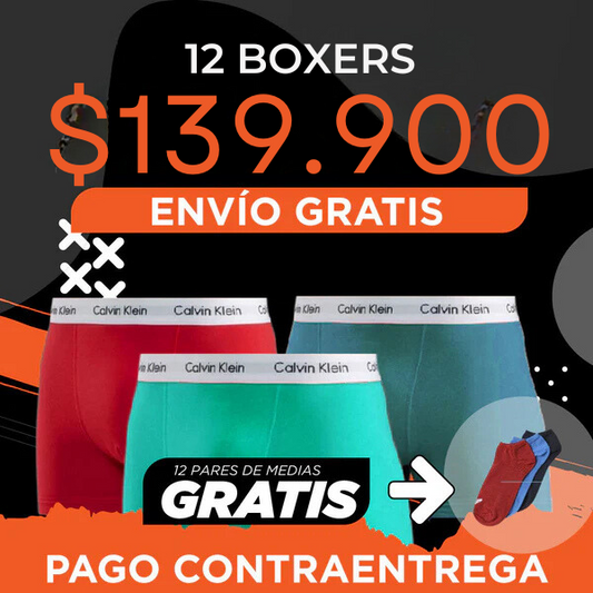 12 BOXER CK + 12 PARES DE MEDIAS + ENVÍO GRATIS 🎁 - [PROMOCIÓN DISPONIBLE SOLO HOY]
