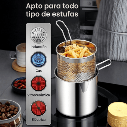 Olla freidora de 1,2L en acero inoxidable 304 alemán