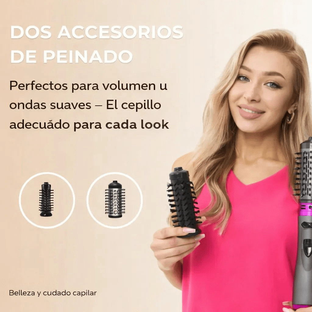 Cepillo giratorio 360° - seca, alisa y da volumen en un solo paso.