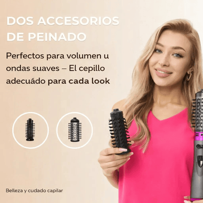 Cepillo giratorio 360° - seca, alisa y da volumen en un solo paso.