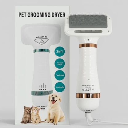 FluffyPro - Cepillo Secador 2 en 1 Premium – Pelaje Suave, Secado Rápido