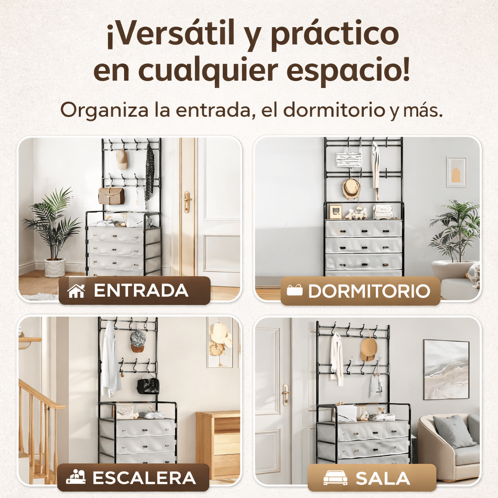 Zapatero 5 Niveles con Perchero – Antipolvo + Envío Gratis