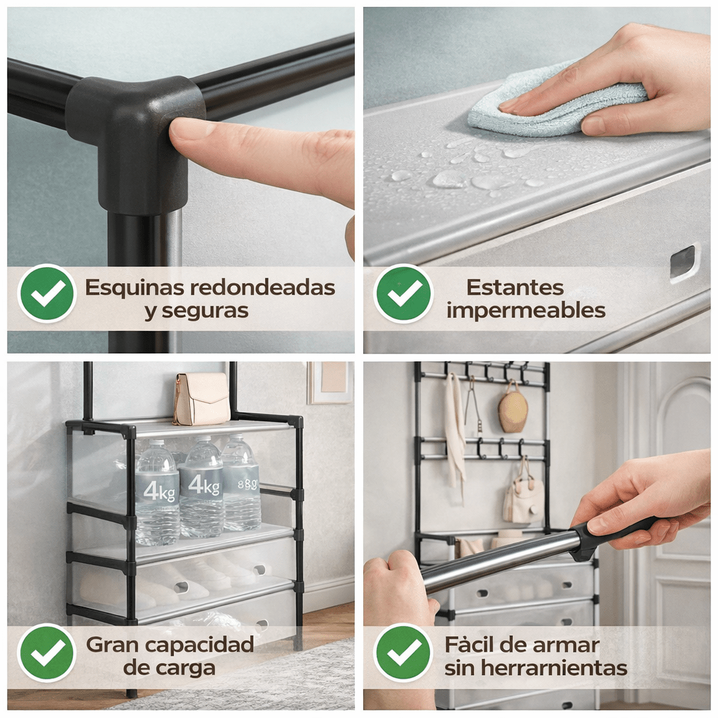 Zapatero 5 Niveles con Perchero – Antipolvo + Envío Gratis