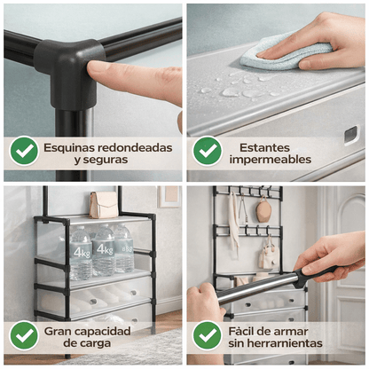 Zapatero 5 Niveles con Perchero – Antipolvo + Envío Gratis
