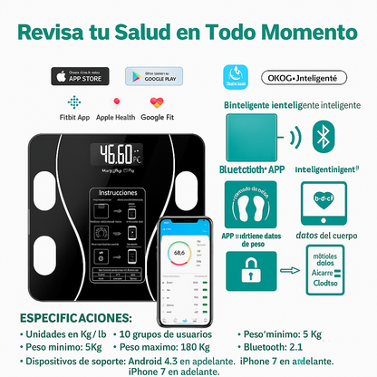 🧠HealthSync – Análisis Corporal al Instante - Mide Grasa, Agua y Más 📱