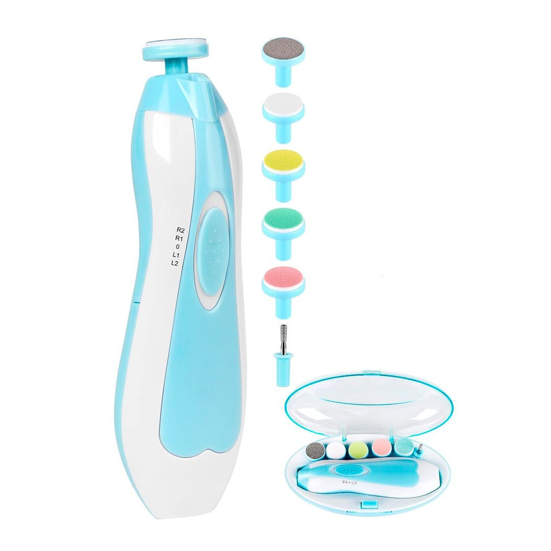 Kit cortaúñas eléctrico, lima eléctrica para bebés con cabezales intercambiables