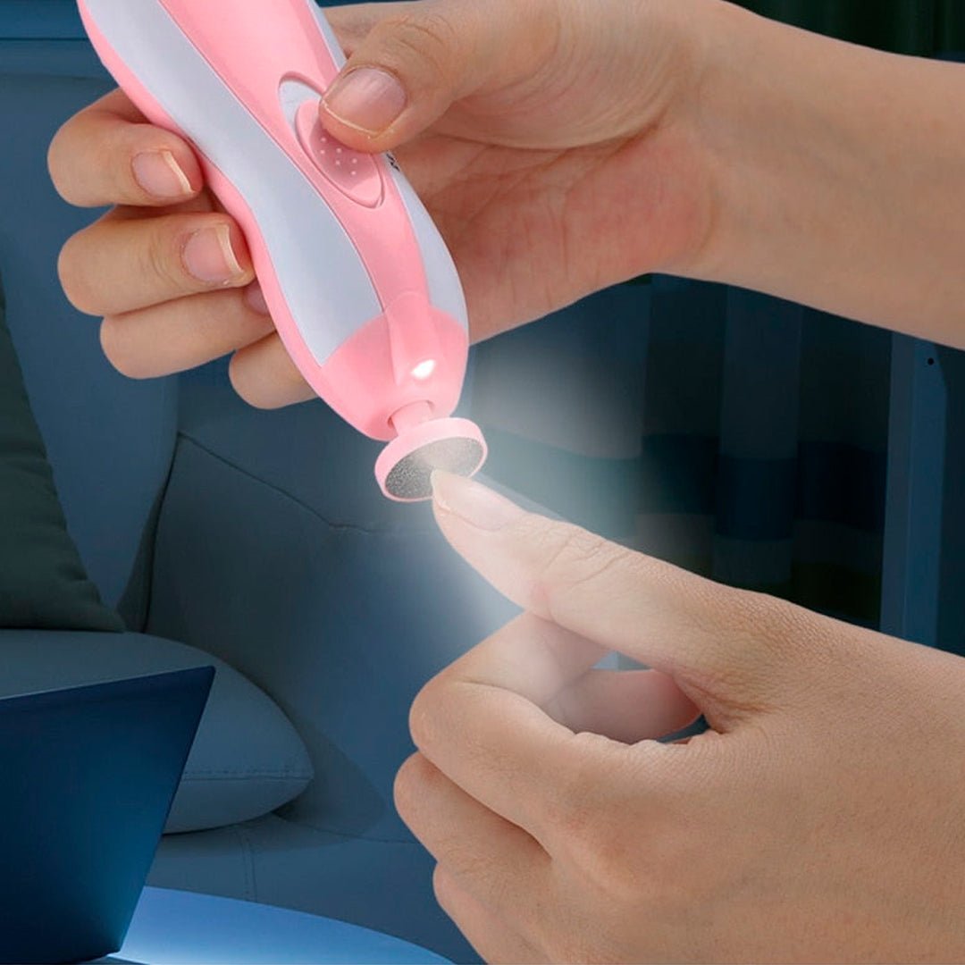 Kit cortaúñas eléctrico, lima eléctrica para bebés con cabezales intercambiables