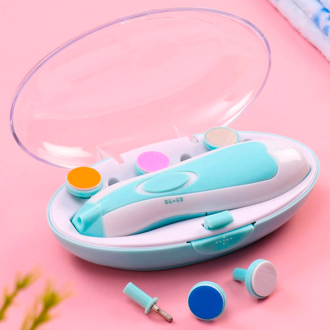 Kit cortaúñas eléctrico, lima eléctrica para bebés con cabezales intercambiables