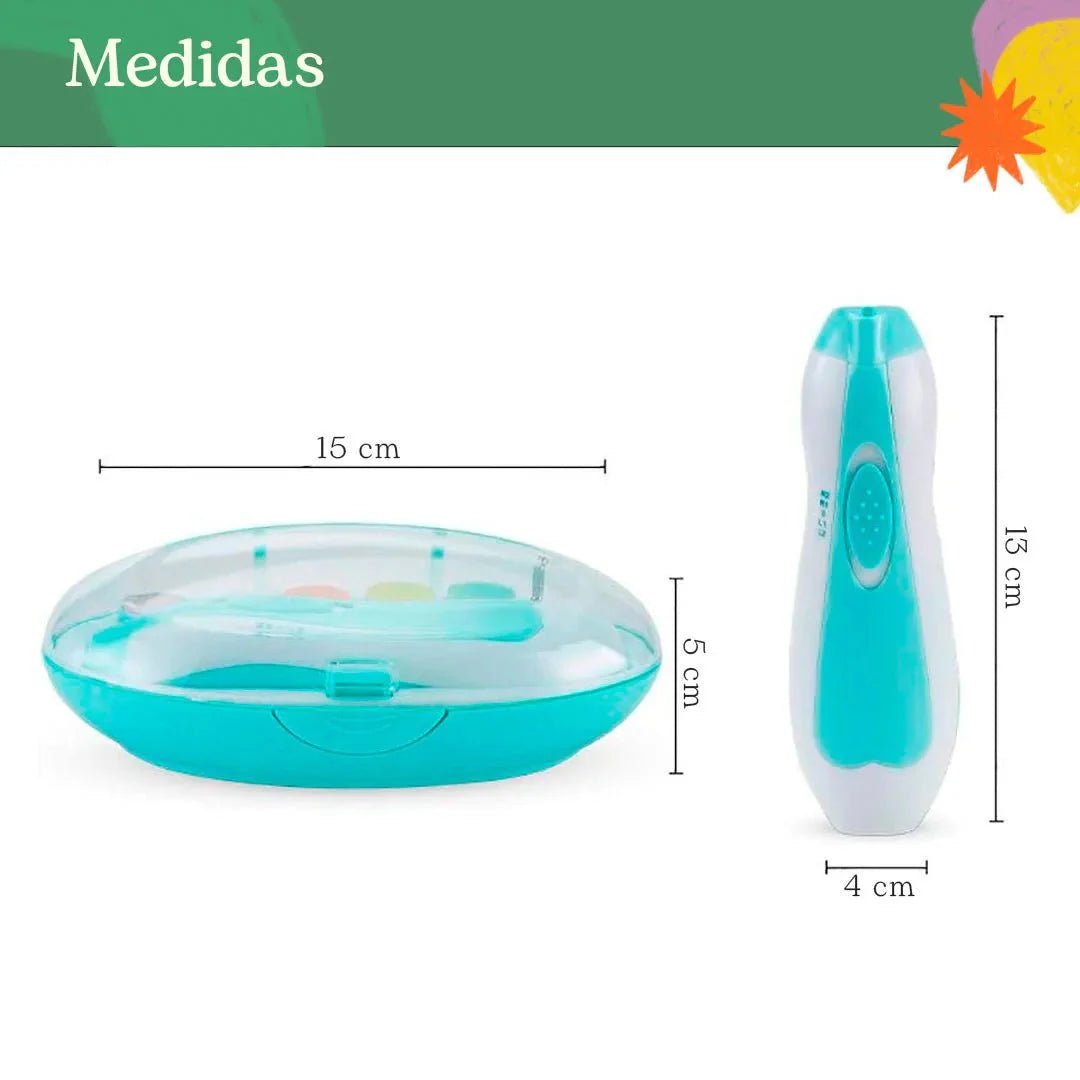 Kit cortaúñas eléctrico, lima eléctrica para bebés con cabezales intercambiables