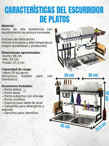 Escurridor de Platos sobre Lavaplatos+ Accesorios🧼