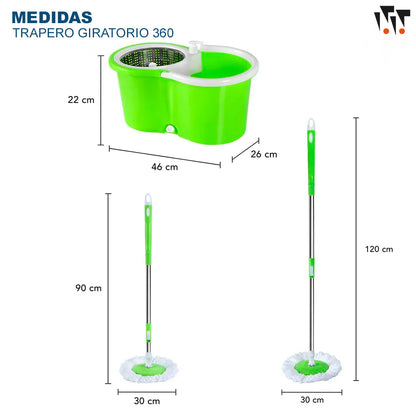 TrapPro 360° (2 Mopas + Balde Escurridor)